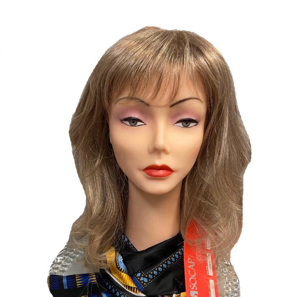 Blonde long layered wig with bangs